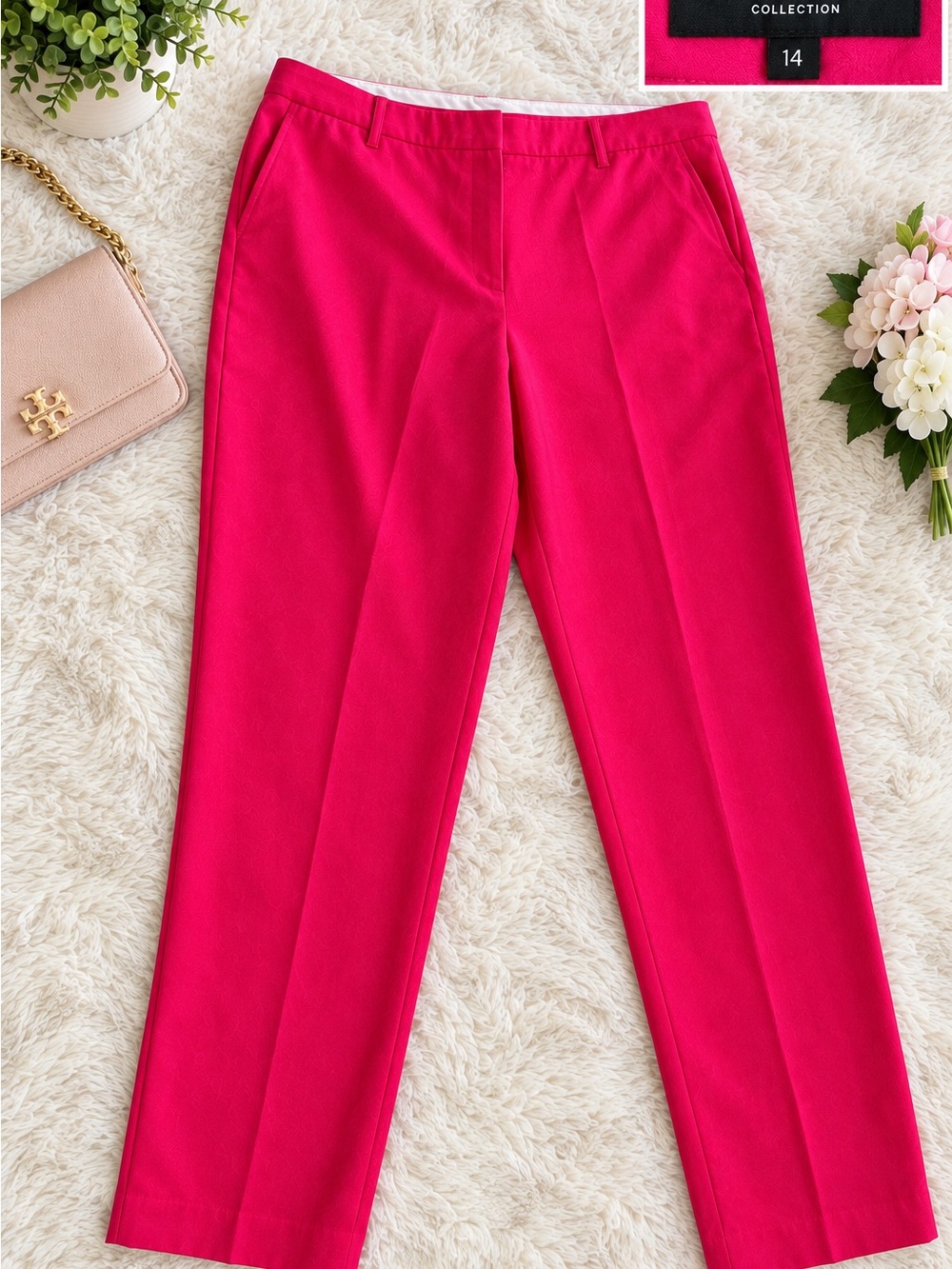 Jones New York Vibrant Hot Pink Tailored Straight-Leg Trousers